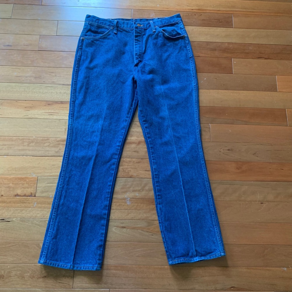 Vintage Wrangler Jeans Mens 36x30 Made in USA Blue Denim Western Straight Leg